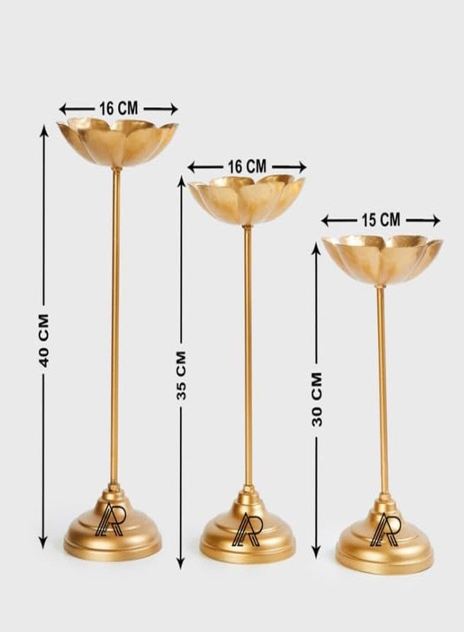 MAXXINN Decorative Urli Bowl Tealight Holder Stand | Set of 3 for Decoration Floating Diya Home Decor Showpiece for Diwali, Weddings, Anniversaries, House Warmings | Gold Finish (Set of 3) - Image 5